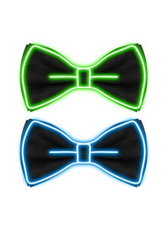 Light up Bow Tie 2 Pcs Neon Bowties for Men Funny Ties LED Bowtie Neon Accessories for Kids Boys Girls Men Glow in the Dark Party Funny Costume