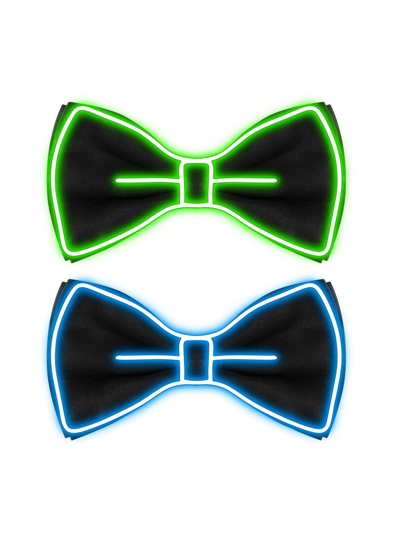 SYOSI - Light up Bow Tie 2 Pcs Neon Bowties for Men Funny Ties LED Bowtie Neon Accessories for Kids Boys Girls Men Glow in the Dark Party Funny Costume - Image 1