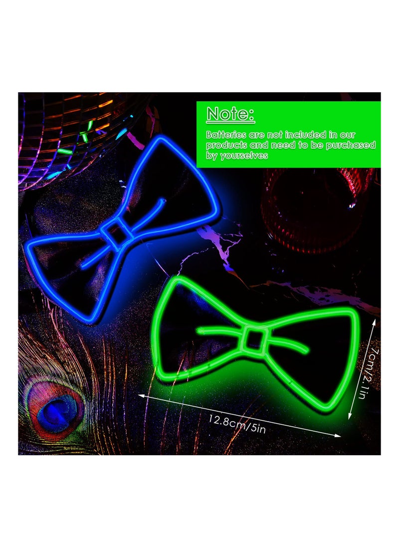 SYOSI - Light up Bow Tie 2 Pcs Neon Bowties for Men Funny Ties LED Bowtie Neon Accessories for Kids Boys Girls Men Glow in the Dark Party Funny Costume - Image 1