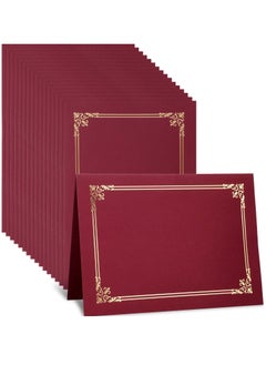 Y&D 10 Pcs Certificate Holders Diploma Holder for Letter Size 8.3*11.6 Inch Paper Certificates Cardstock, Cover with Gold Foil Border Folder 12*8.6 Wine Red  - Image 1
