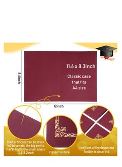 Y&D 10 Pcs Certificate Holders Diploma Holder for Letter Size 8.3*11.6 Inch Paper Certificates Cardstock, Cover with Gold Foil Border Folder 12*8.6 Wine Red  - Image 4