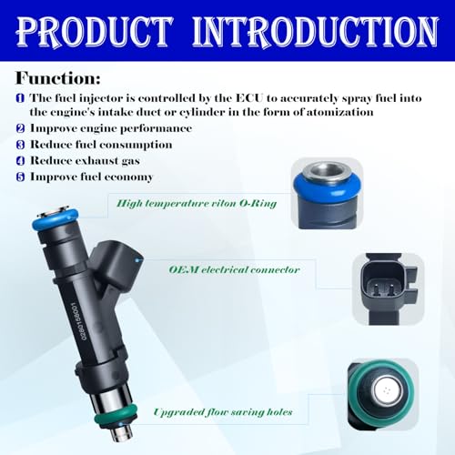 SeyPon 4 Holes Fuel Injectors Compatible with Ford: E150 / E250 / E350 / E450 (Super Duty & Club Wagon) 2004-2009, Expedition 2003-2004, V8 5.4L, Replace # 0280158001(8 Pcs) - Image 3