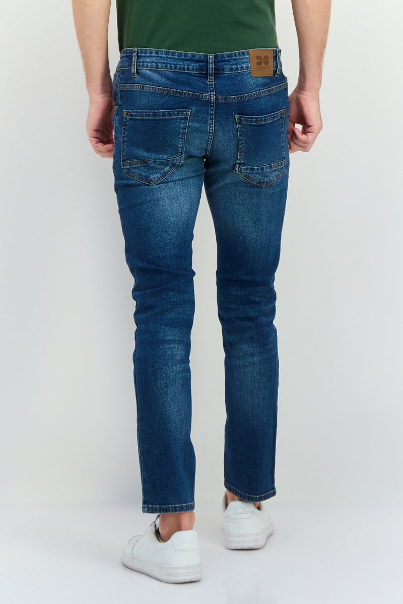CROSSHATCH Men Slim Fit Washed Stretchable Jeans, Wash Blue - Image 4