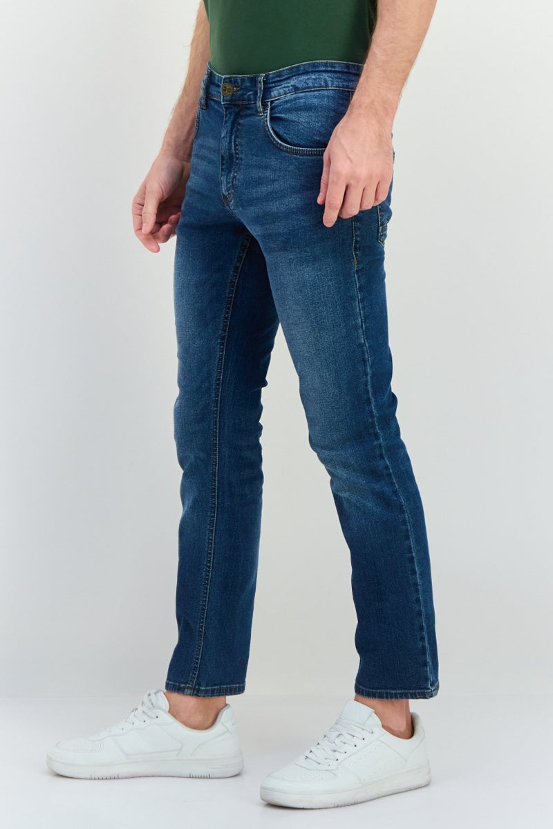 CROSSHATCH Men Slim Fit Washed Stretchable Jeans, Wash Blue - Image 3