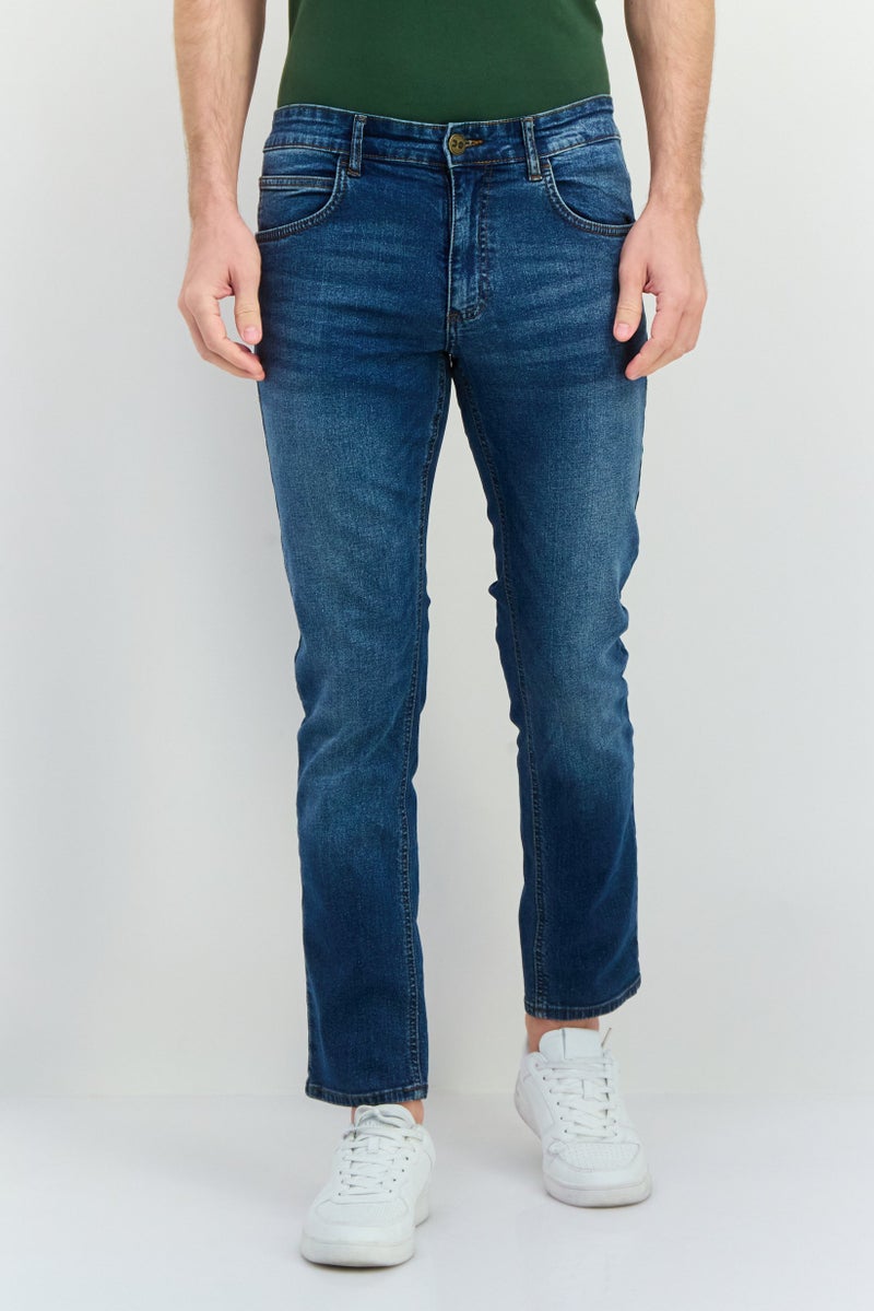 CROSSHATCH Men Slim Fit Washed Stretchable Jeans, Wash Blue - Image 1