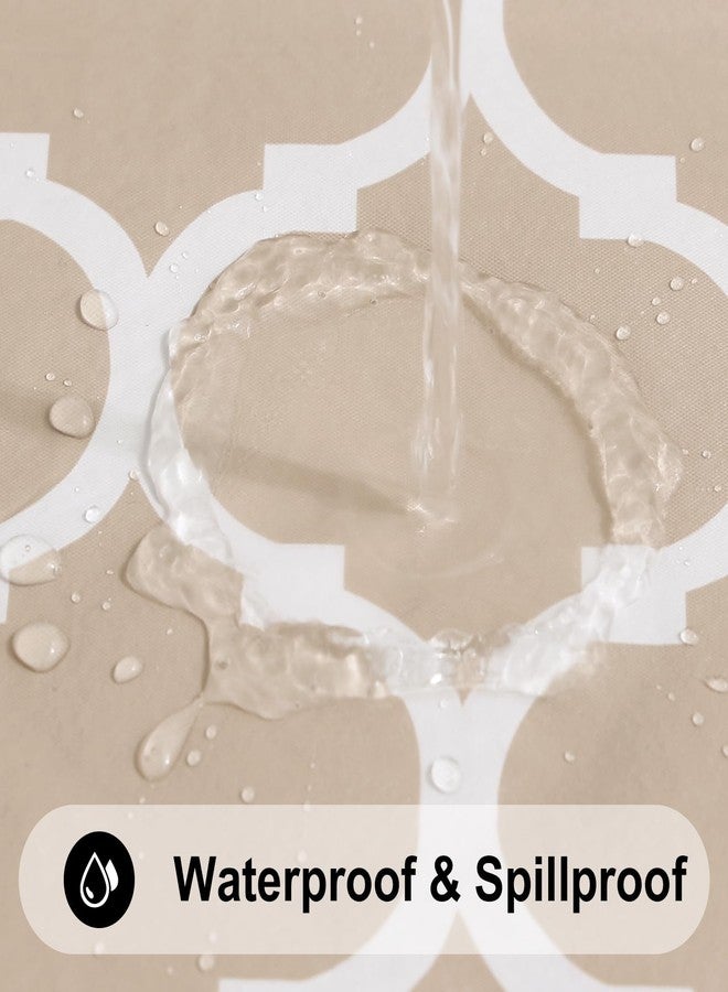 Smiry Rectangle Table Cloth, Waterproof Vinyl Tablecloths with Flannel Backing for Rectangle Tables, Wipeable Spillproof Plastic Tablecloth for Dining, Camping, Indoor and Outdoor (60"x84", Khaki) - Image 2