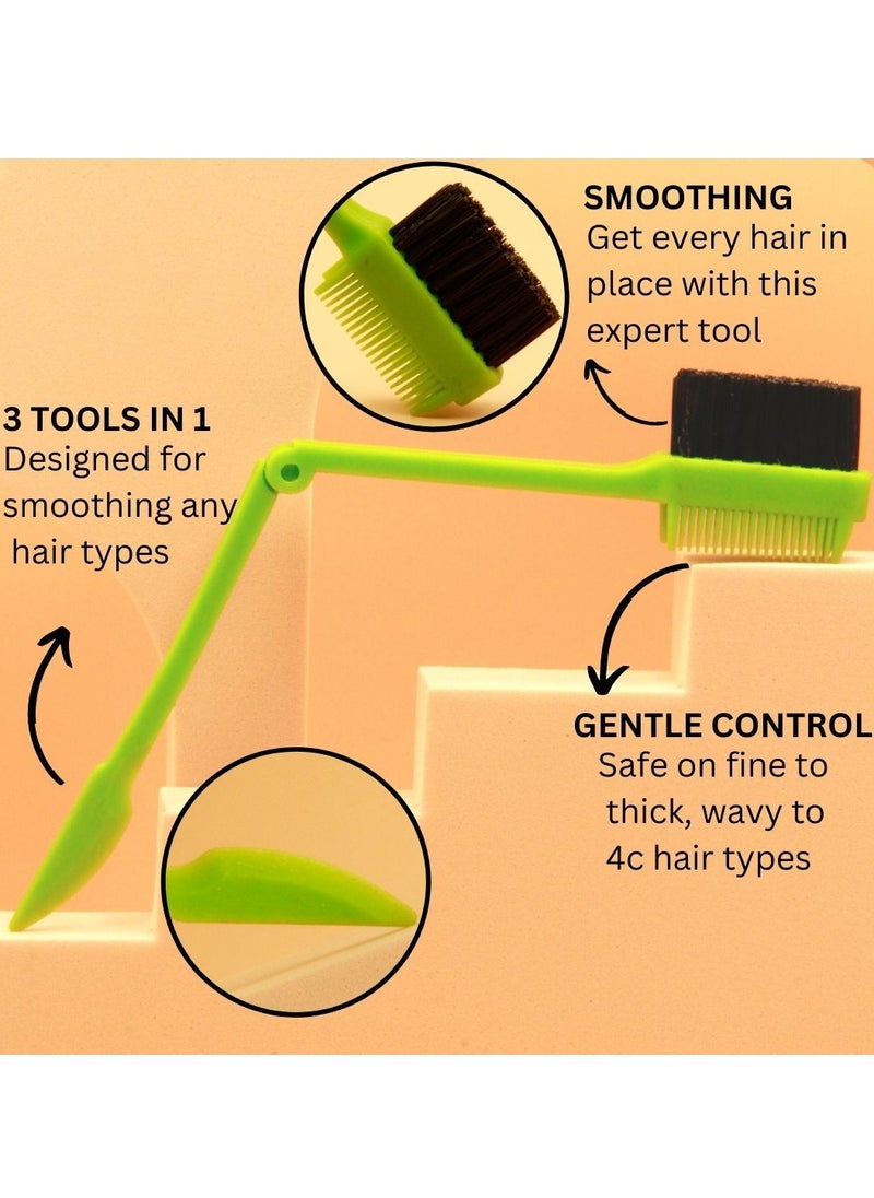 Prime Foldable 3 in 1 Hair Edge Control Brush Comb Eyebrow Brush Double Sided Edge Brush for Hairstyling, Eyelash Combs and Eyebrow Brushes for Women Men Kids  - Image 2