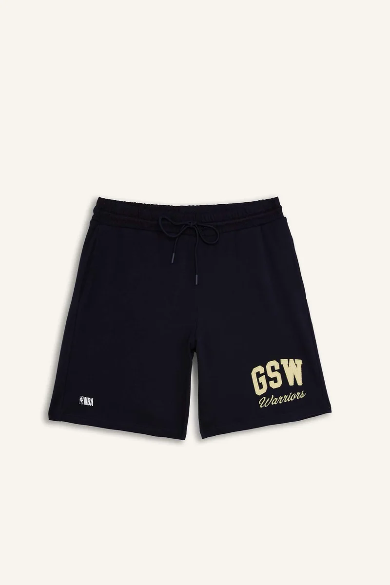 Standard Fit Navy NBA Golden State Warriors Shorts