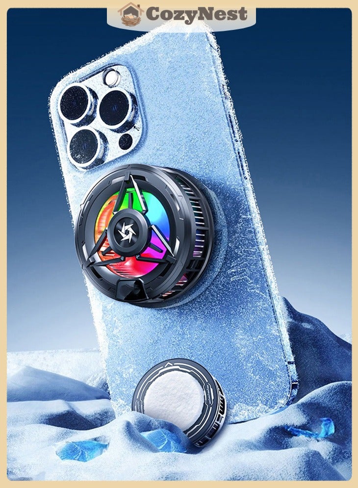 كوزينيست مبرد هاتف للألعاب – مروحة تبريد شبه موصل مزدوجة الوضع مع تثبيت مغناطيسي، مبرد صغير هادئ للهواتف المحمولة والأجهزة اللوحية واللاب توب - Image 1