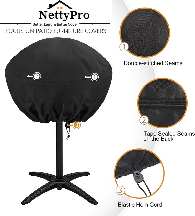NettyPro غطاء لشواية لأنواع Georgen Foreman وCuisinart وHomewell وWeber الصغيرة، مقاوم للماء ومناسب للاستخدام في اله��اء الطلق أو الداخل، أبعاده 23 بوصة في العرض × 21 بوصة في العمق × 35 بوصة في الارتفاع، لونه أسود. - Image 4