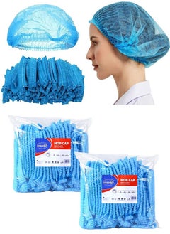 Gesalife Disposable Shower Caps Non Woven Mob Hair Net 19 Inch Blue Pack of 200 Pcs  - Image 1
