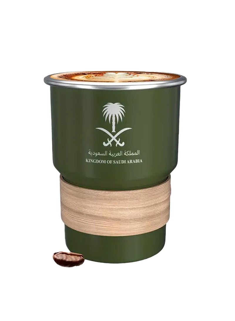ELLEGLAM 304 Stainless Steel Coffee Mug 500ml – Saudi Logo Design, Army Green Travel Cup for Hot & Cold Drinks, Includes Straw & Leakproof Heat-Resistant Lid, Ideal Gift for Home, Office & Outdoor Use - Image 1