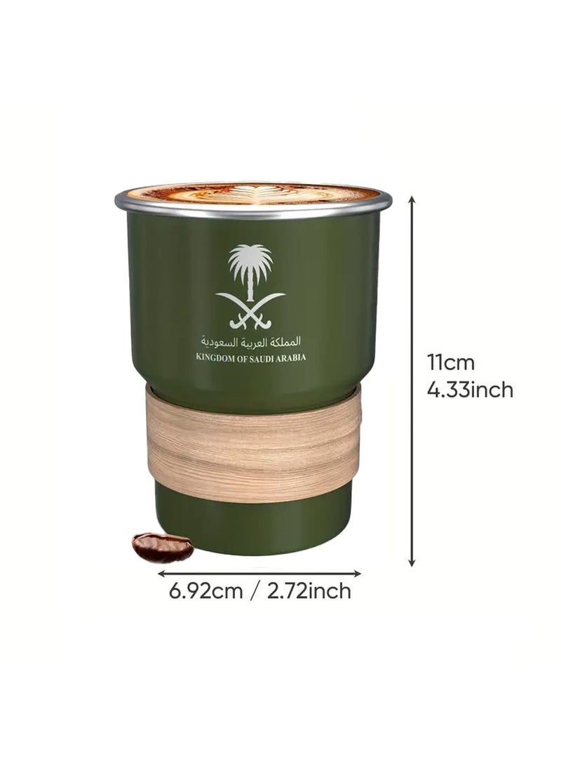 ELLEGLAM 304 Stainless Steel Coffee Mug 500ml – Saudi Logo Design, Army Green Travel Cup for Hot & Cold Drinks, Includes Straw & Leakproof Heat-Resistant Lid, Ideal Gift for Home, Office & Outdoor Use - Image 3