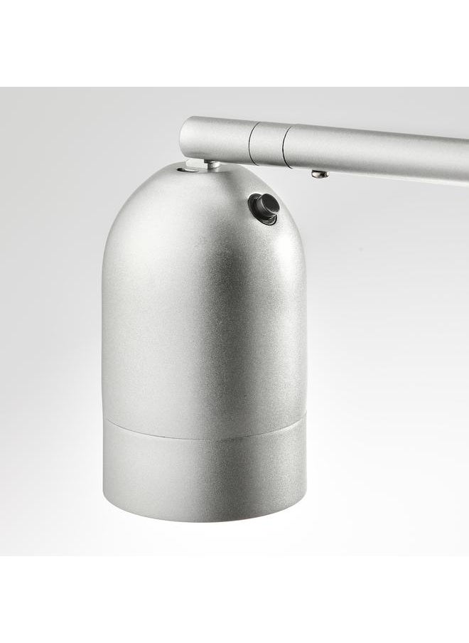 Floor uplighter/reading lamp, silver-colour/white