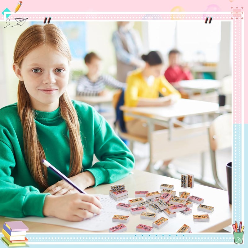Resurhang 180 Pcs Inspirational Erasers for Kids Pencil Erasers Bulk with Colored Inspirational Words Motivational Eraser for Classrooms Drawing Sketching Back to School Office Supplies (Boho) - Image 5