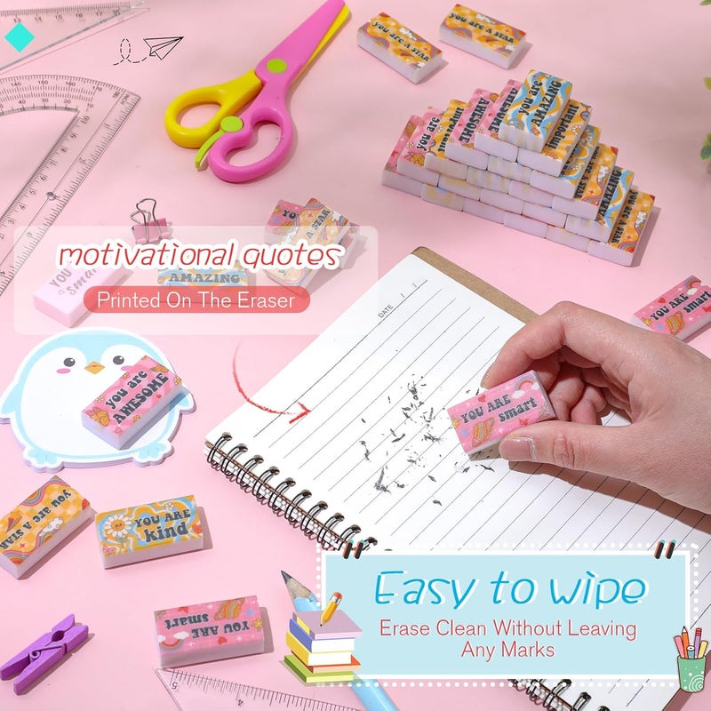 Resurhang 180 Pcs Inspirational Erasers for Kids Pencil Erasers Bulk with Colored Inspirational Words Motivational Eraser for Classrooms Drawing Sketching Back to School Office Supplies (Boho) - Image 4