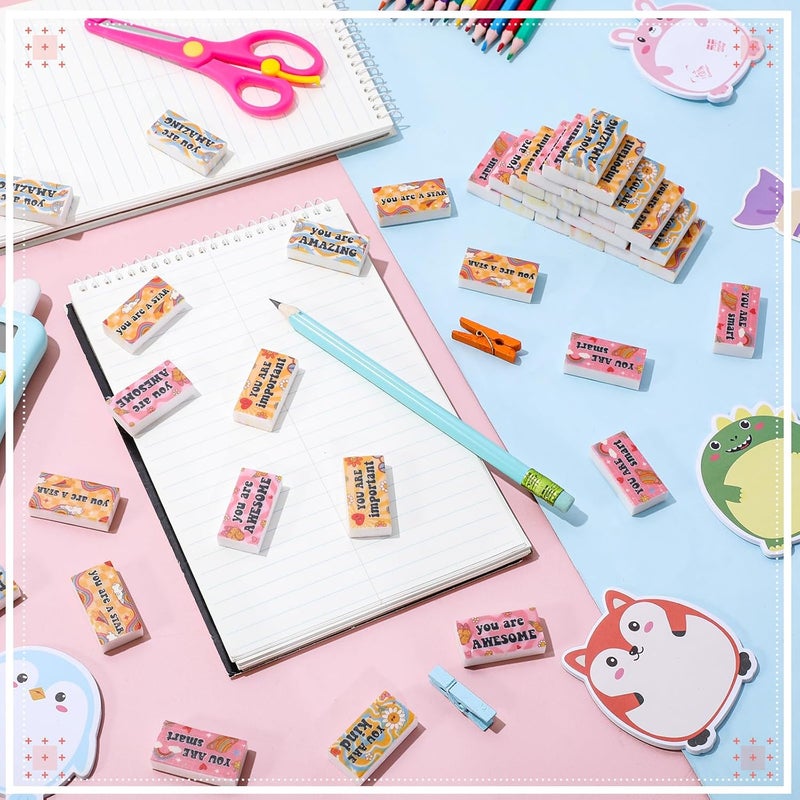 Resurhang 180 Pcs Inspirational Erasers for Kids Pencil Erasers Bulk with Colored Inspirational Words Motivational Eraser for Classrooms Drawing Sketching Back to School Office Supplies (Boho) - Image 3