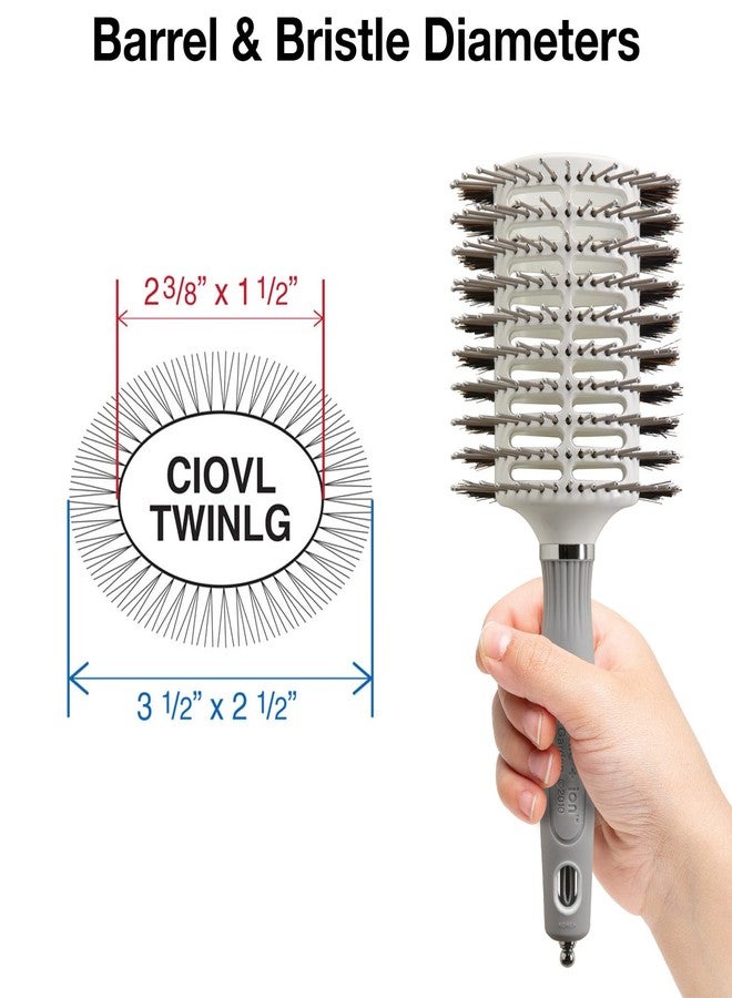 Olivia Garden Turbo Vent Oval Twin & 100% Boar Hair Brush CIOVL-TWINLG (Twin Large) - Image 3