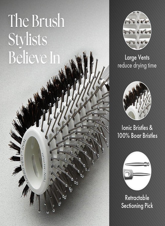 Olivia Garden Turbo Vent Oval Twin & 100% Boar Hair Brush CIOVL-TWINLG (Twin Large) - Image 5