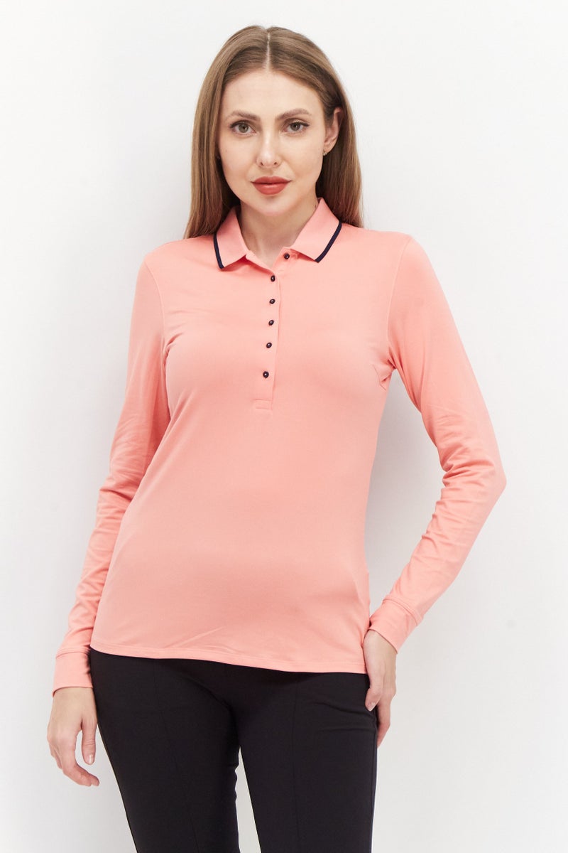 PUMA Women Sportswear Fit Long Sleeve Training Polo Shirt, Peach - Image 1
