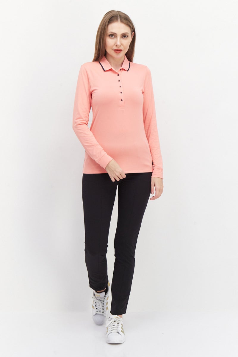 PUMA Women Sportswear Fit Long Sleeve Training Polo Shirt, Peach - Image 2