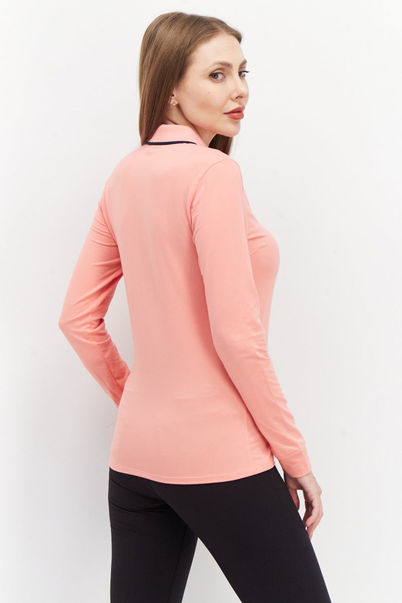 PUMA قميص بولو رياضي نسائي بأكمام طويلة، لون خوخي - Image 4