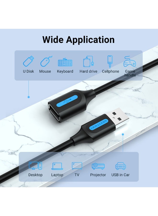 VENTION USB 2.0 A Male to A Female Extension Cable  0.5M Black PVC Type Model # CBIBD - Image 3