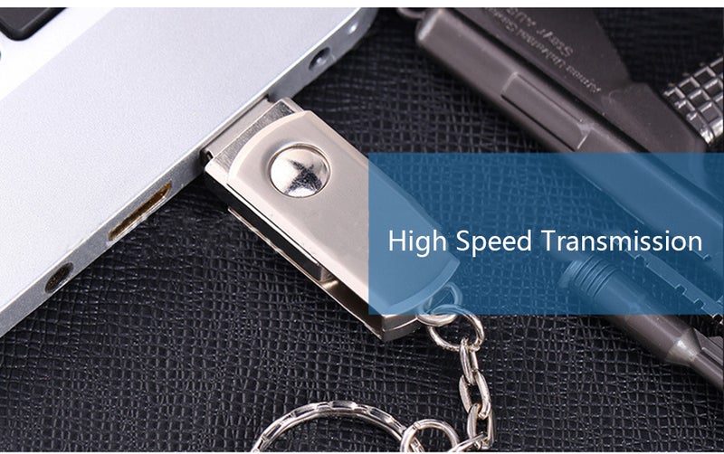 محرك ذاكرة USB قابل للدوران من المعدن بطاقة ذاكرة USB 2.0 بسعة 32 جيجابايت ومفتاح بطاقة فلاش - Image 4