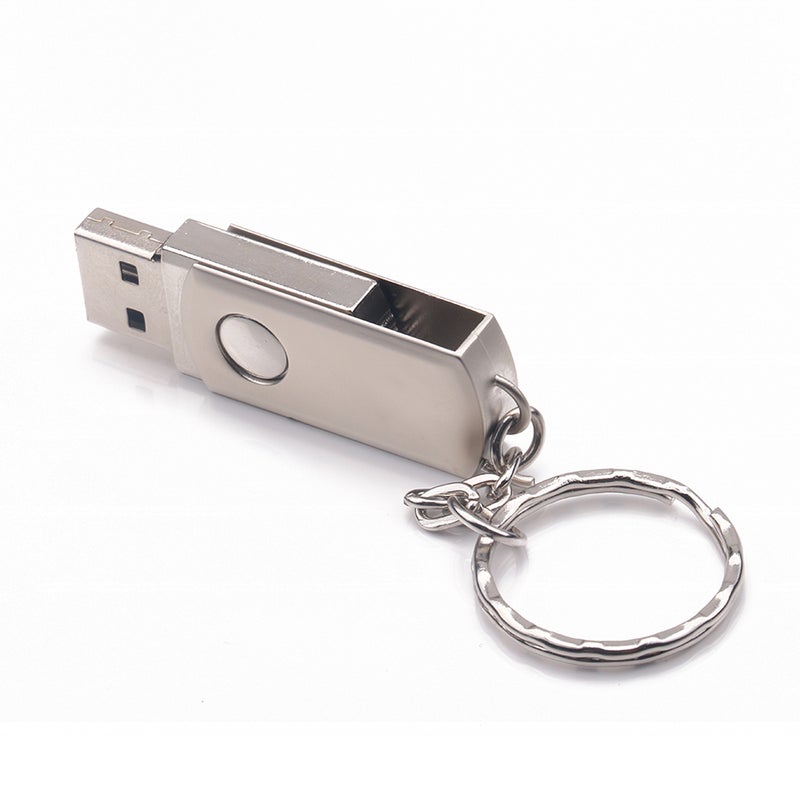 محرك ذاكرة USB قابل للدوران من المعدن بطاقة ذاكرة USB 2.0 بسعة 32 جيجابايت ومفتاح بطاقة فلاش - Image 1