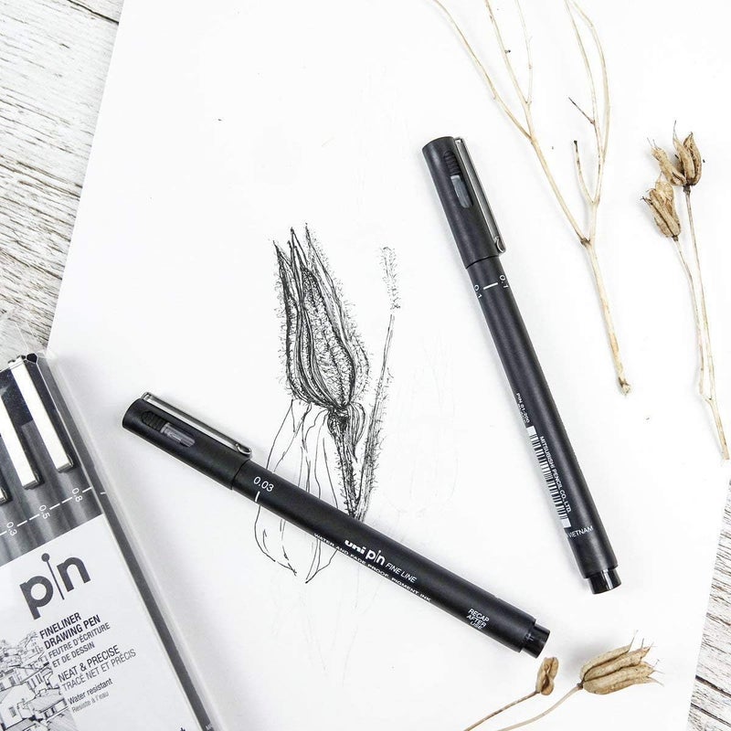 Uni أقلام رسم يوني بن - عبوة من 6 بأحجام رؤوس متنوعة - Image 3