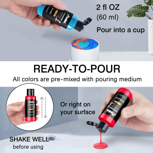 ABEIER Acrylic Pouring Paint, 2oz Bottles, Set of 24 Assorted Colors and Silicone Oil(1oz), Pre-Mixed, High Flow, Paint for Pouring on Canvas, Glass, Paper, Wood, Tile, Stones and More - Image 3