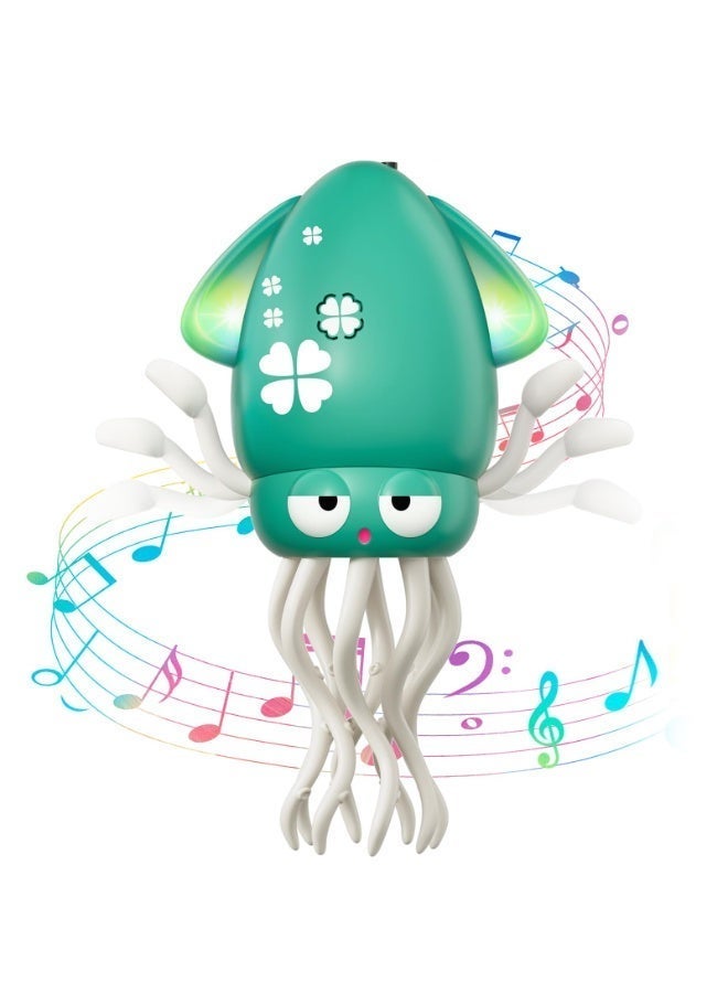 كونشاو لعبة طفل م Squid ترفرف مع الضوء والموسيقى، أخطبوط كهربائي يزحف للوقت البطن، لعبة طفل تفاعلية قابلة للشحن للأطفال من 3 إلى 6 سنوات، لعبة رقص تعليمية ممتعة للأولاد والبنات – خضراء - Image 1
