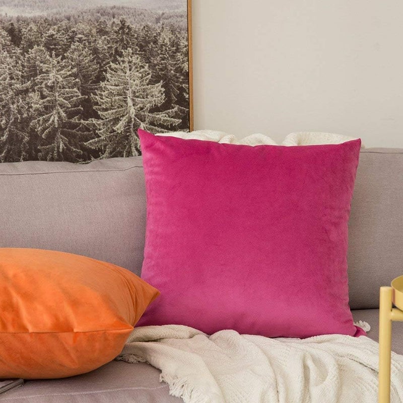 Khooti Velvet Cushion Cover, 40x40 Inches (Pink)(Pack of 2)-220 TC - Image 4