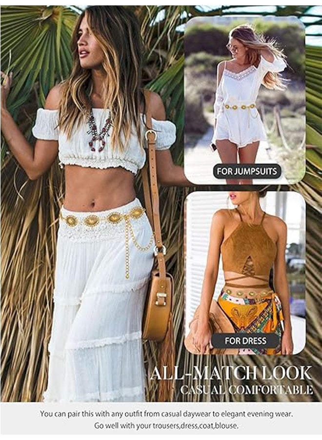 اتش واي حزام كونشو معدني غربي للنساء ، حزام خصر بوهو راعية البقر للفساتين والجينز والسراويل - Image 4