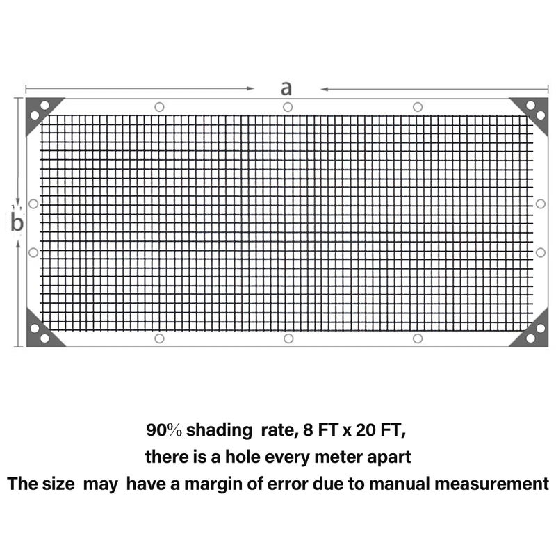 winemana Black Shade Cloth 90%, 8x20 FT Mesh Tarp - Garden Shade for Greenhouse, Patio, Vegetables, Plants Cover and Chicken Coops, Sun Shade Net for Outdoor Protection with Reinforced Grommets - Image 3