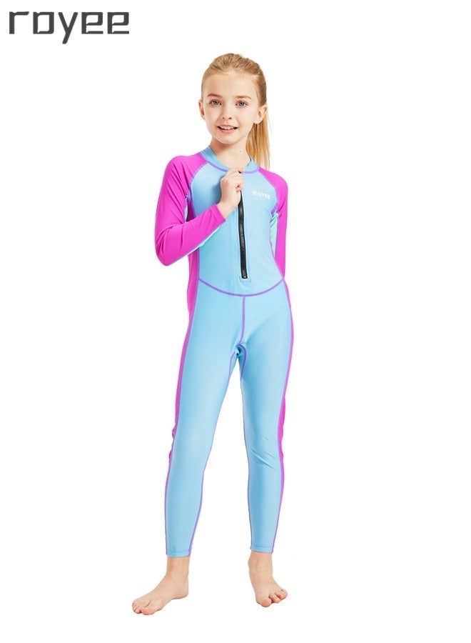 Royee Children's Mermaid Swimsuit， Long sleeved One Piece Sun Proof kids Swimwear With Swim Cap For Height 70-120cm Girls - Image 4