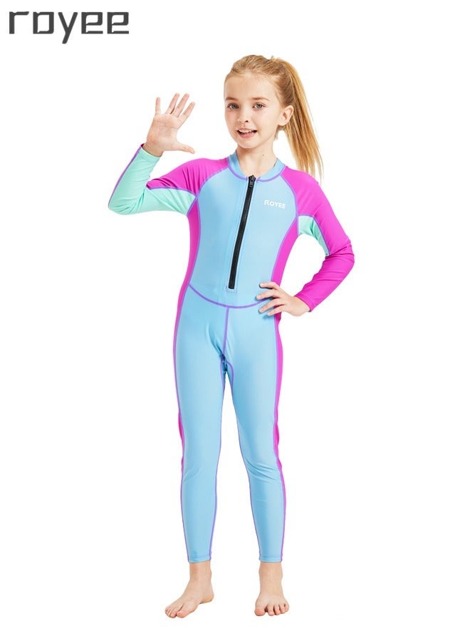 Royee Children's Mermaid Swimsuit， Long sleeved One Piece Sun Proof kids Swimwear With Swim Cap For Height 70-120cm Girls - Image 5