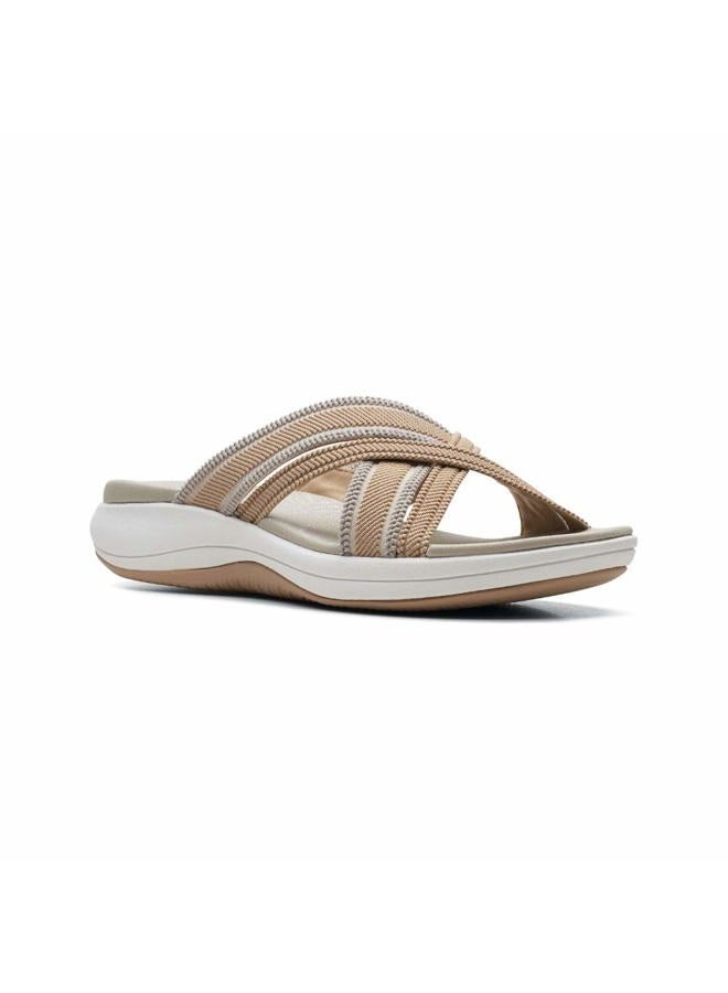 clarks Women's Mira Isle Slide Sandal, Sand Combi Textile, 7 - Image 1