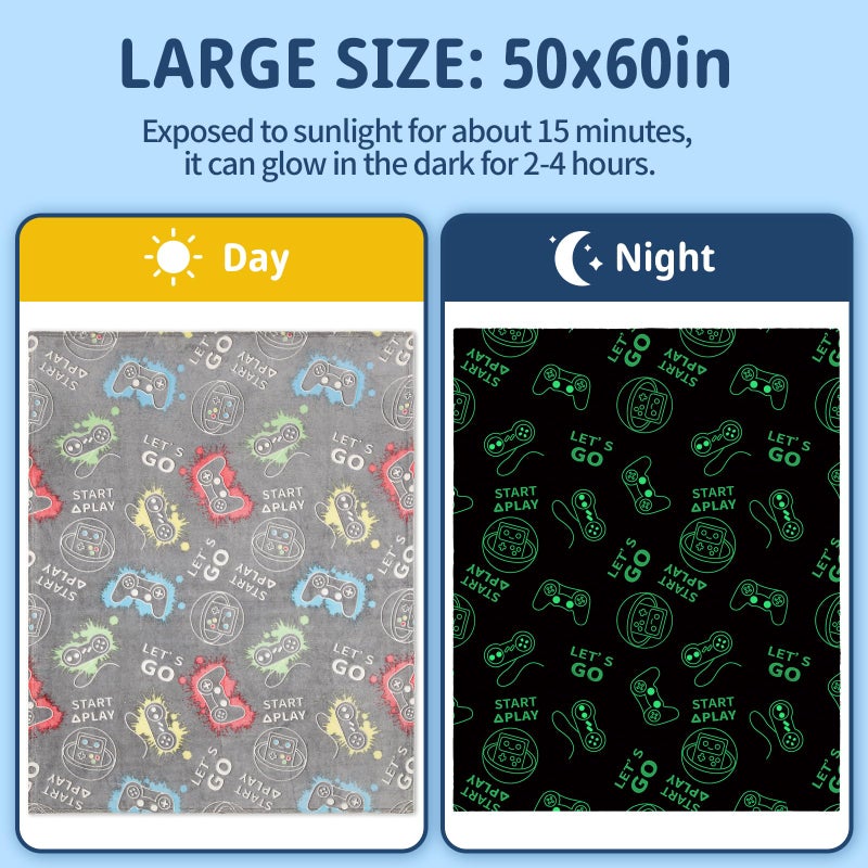 Lifeyj Glow in the Dark Game بطانية الهدايا للأولاد بطانية ناعمة 3 4 5 6 7 8 9 - Image 2