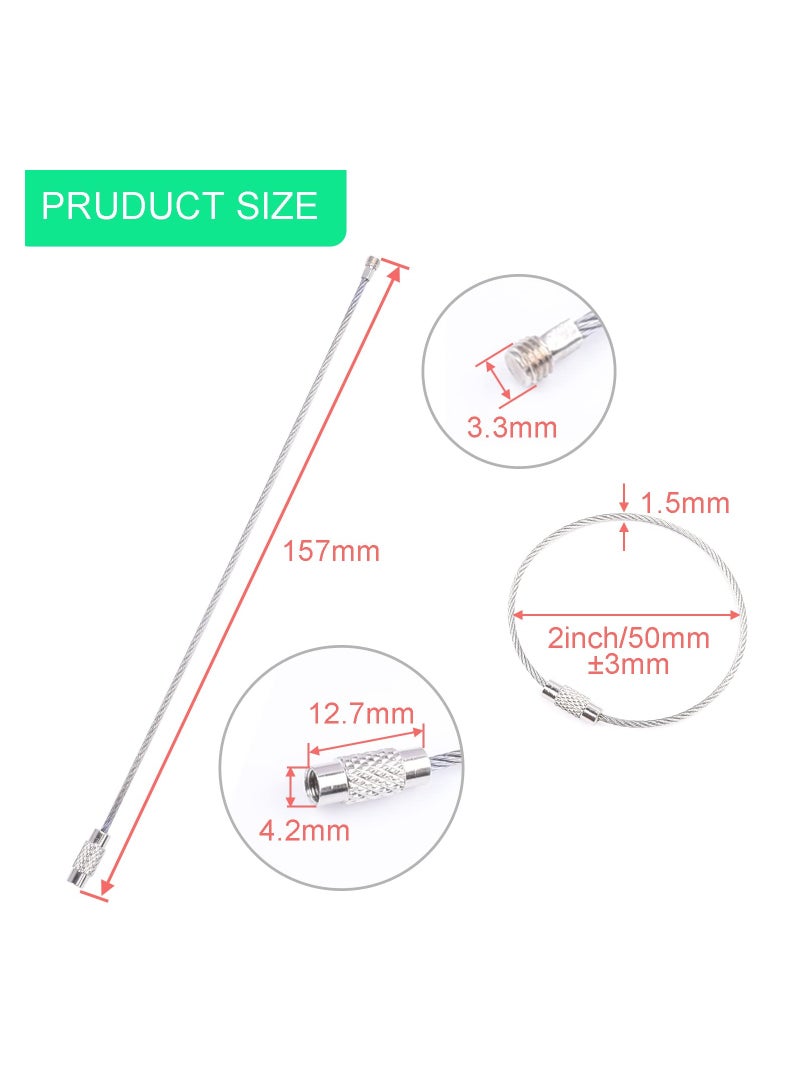 SYOSI 24 Pack Stainless Steel Cable Wire Key Chain, Kids Key Rings Travel Aircraft Luggage Tag Loops Hanging Outdoor Keychain Kayak Boat Hiking Camping Kits 6 Inch Length, 12 Colors and 2 Each - Image 4