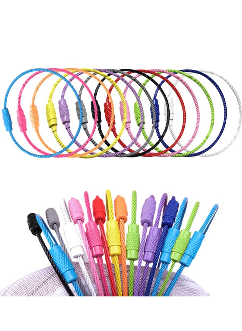 SYOSI 24 Pack Stainless Steel Cable Wire Key Chain, Kids Key Rings Travel Aircraft Luggage Tag Loops Hanging Outdoor Keychain Kayak Boat Hiking Camping Kits 6 Inch Length, 12 Colors and 2 Each - Image 1