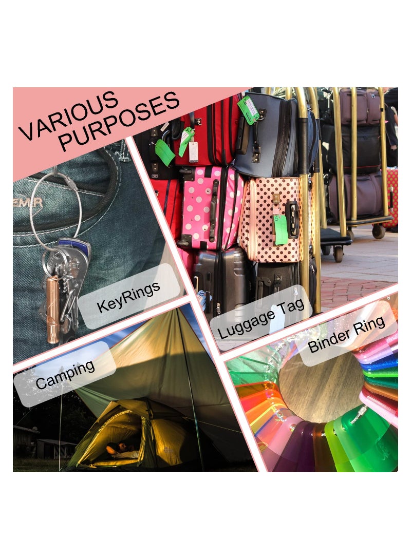 SYOSI 24 Pack Stainless Steel Cable Wire Key Chain, Kids Key Rings Travel Aircraft Luggage Tag Loops Hanging Outdoor Keychain Kayak Boat Hiking Camping Kits 6 Inch Length, 12 Colors and 2 Each - Image 2