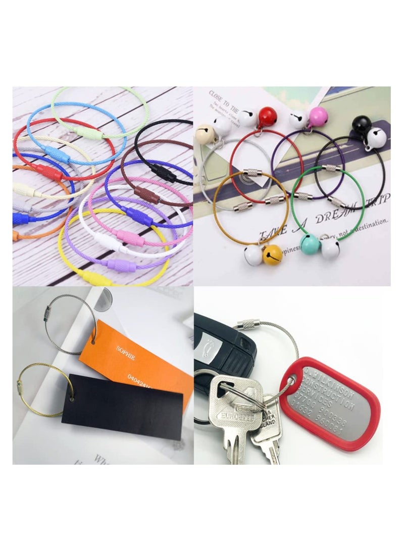 SYOSI 24 Pack Stainless Steel Cable Wire Key Chain, Kids Key Rings Travel Aircraft Luggage Tag Loops Hanging Outdoor Keychain Kayak Boat Hiking Camping Kits 6 Inch Length, 12 Colors and 2 Each - Image 5