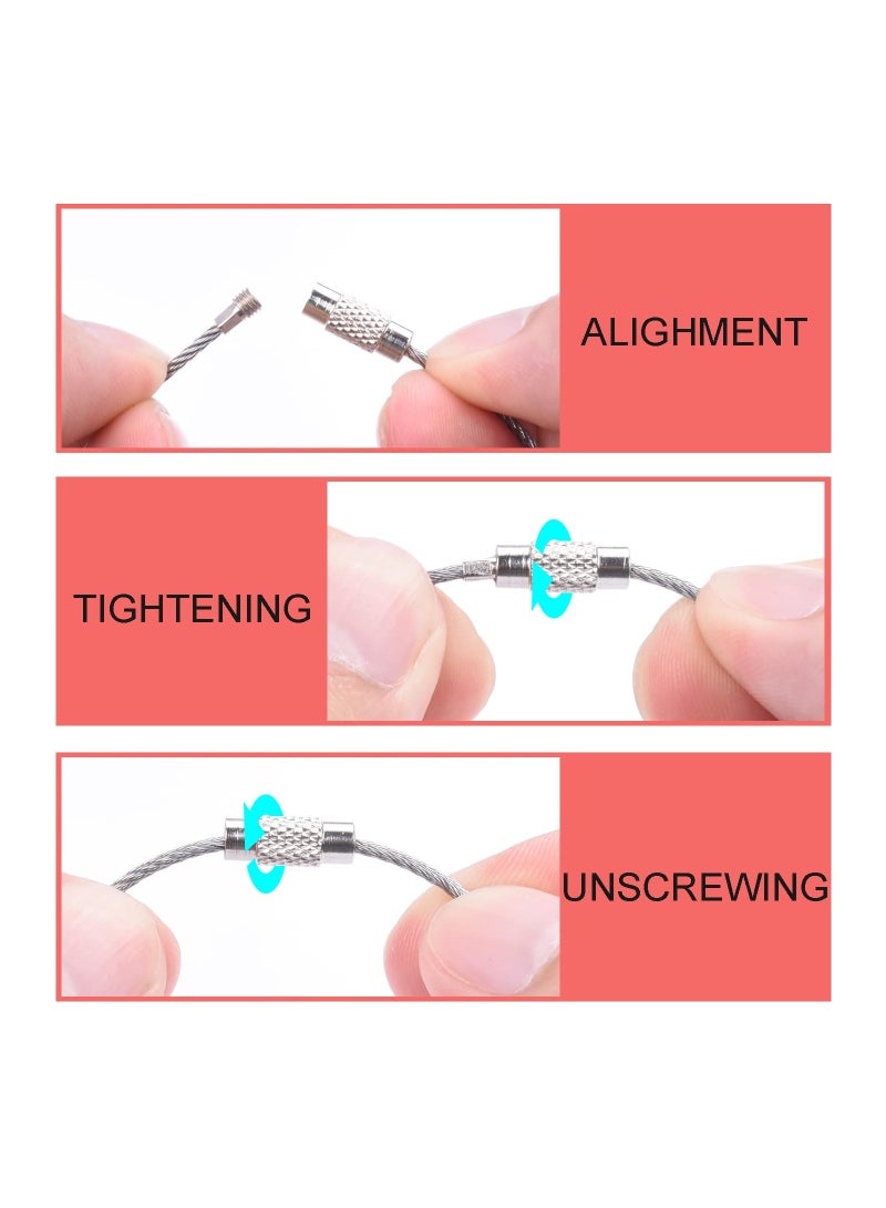 SYOSI 24 Pack Stainless Steel Cable Wire Key Chain, Kids Key Rings Travel Aircraft Luggage Tag Loops Hanging Outdoor Keychain Kayak Boat Hiking Camping Kits 6 Inch Length, 12 Colors and 2 Each - Image 3