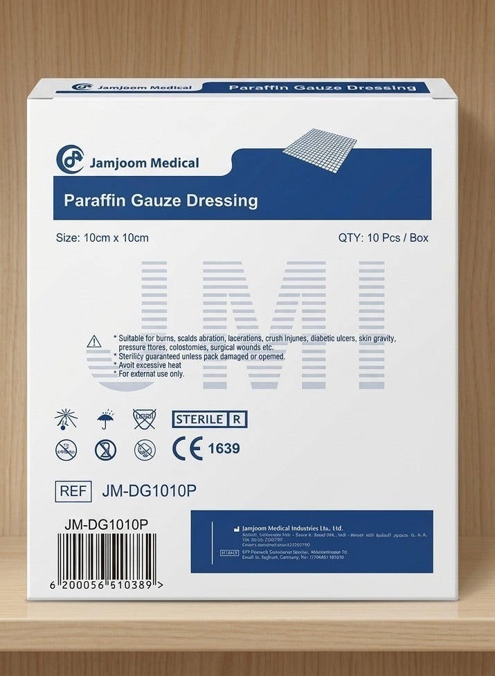 JAMJOOM PHARMA Paraffin Gauze Dressing | Jamjoom Pharma | Size: 10cm x 10cm | Qty: 10 Pcs / Box - Image 2