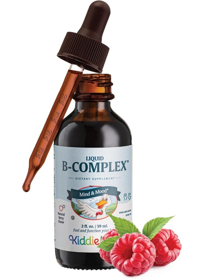 Maxi Health ماكسي هيلث كيدز فيتامين ب كومبلكس السائل بنكهة التوت - مكمل فيتامين مع فيتامين ب12 - قطرات فيتامين ب تحت اللسان للأطفال مع ب1 ب2 ب3 ب5 ب6 البيوتين حمض الفوليك - 2 أونصة سائلة - Image 1