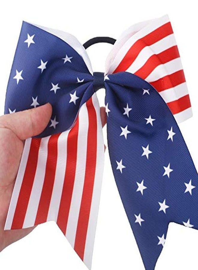 Hipcheer American USA Flag Cheer Bows for Girls,Red White and Blue Patriotic Flag Festival Hair Bow With Elastic Band Hair Accessories - Image 3