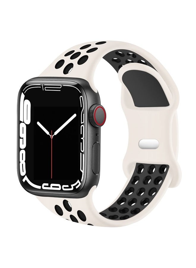SVISVIPA - Sport Bands Compatible for Apple Watch Bands 42mm 44mm 45mm 49mm, Soft Silicone Sport Women Men Replacement Strap Compatible with iWatch Ultra & SE & Series 8/7/6/5/4/3/2/1,Starlight Black - Image 1