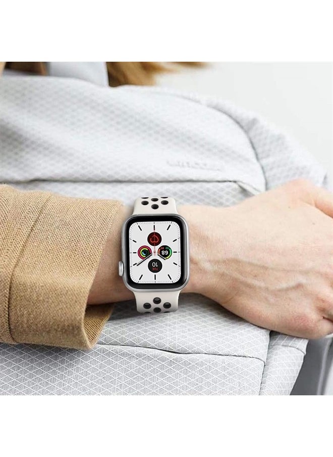 SVISVIPA - Sport Bands Compatible for Apple Watch Bands 42mm 44mm 45mm 49mm, Soft Silicone Sport Women Men Replacement Strap Compatible with iWatch Ultra & SE & Series 8/7/6/5/4/3/2/1,Starlight Black - Image 1