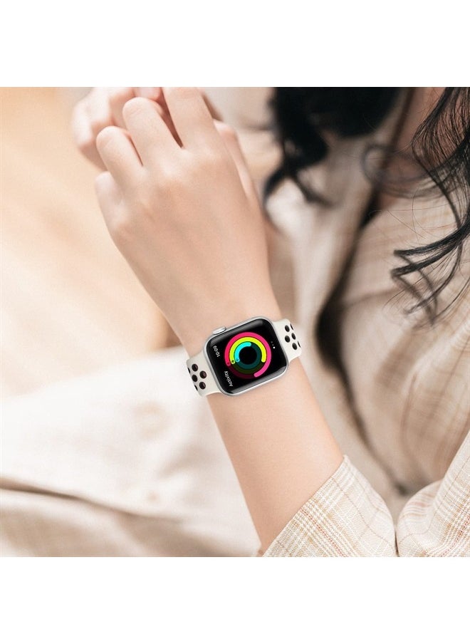 SVISVIPA - Sport Bands Compatible for Apple Watch Bands 42mm 44mm 45mm 49mm, Soft Silicone Sport Women Men Replacement Strap Compatible with iWatch Ultra & SE & Series 8/7/6/5/4/3/2/1,Starlight Black - Image 1